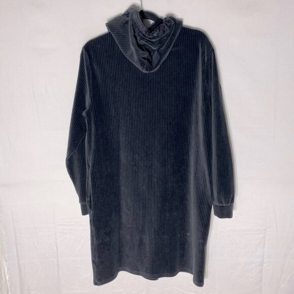 Joe Fresh Dark Grey Corduroy Cozy Oversized Hoodie Dress Tunic L - Picture 2 of 15